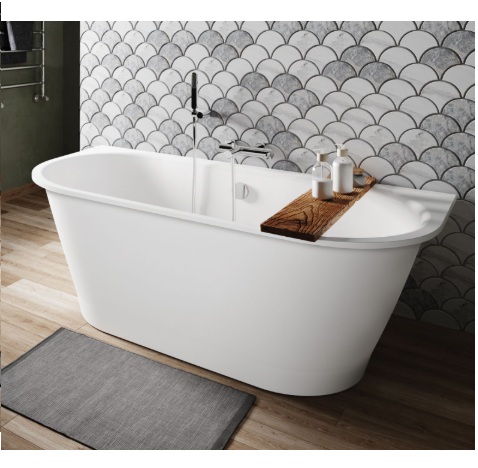 Vario XL AD 2 ümardatud nurgaga seinaäärne vann, 1755x800xh-635mm- Cast Stone läikivad viimistlused